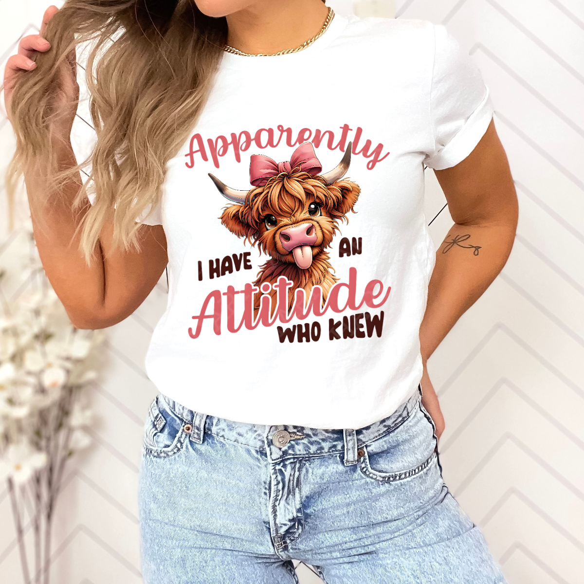 Funny Cow Graphic Tee - "Apparently I Have an Attitude"
